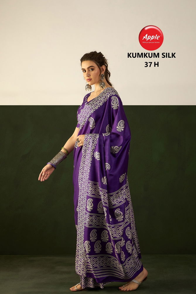 Kumkum 37 By Apple Cotton Blend Printed Sarees Wholesale Market In Surat
